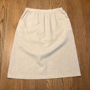 Vintage Blair White/Cream Midi Skirt with Pockets - Size 16 Petite
